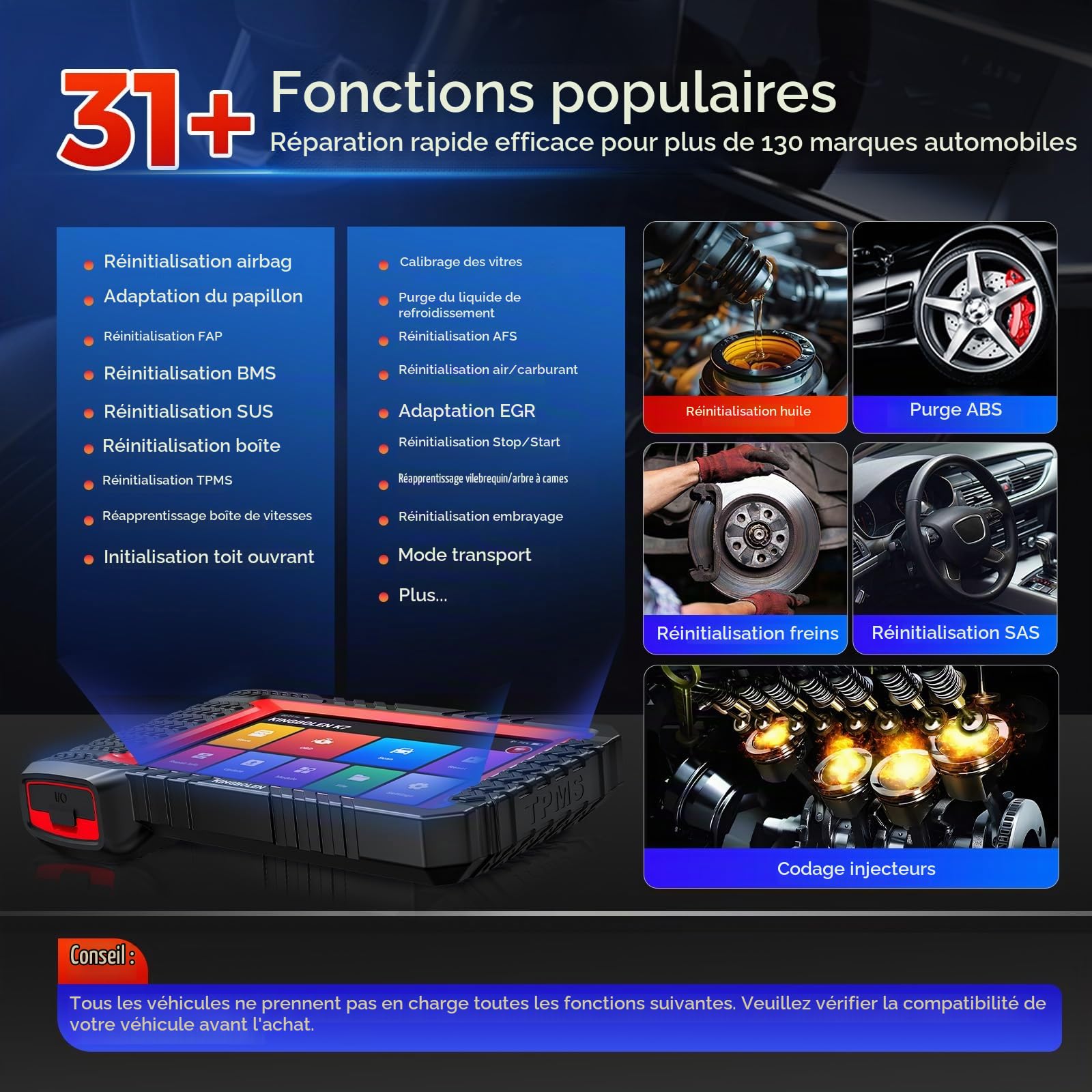 KINGBOLEN K7 Valise Diagnostic Auto Multimarque, OBD2 Diagnostic Français pour système Complet avec 31+ Service, ECU Coding, Contrôle Bidirectionnel, CANFD, Mises à Jour gratuites à Vie