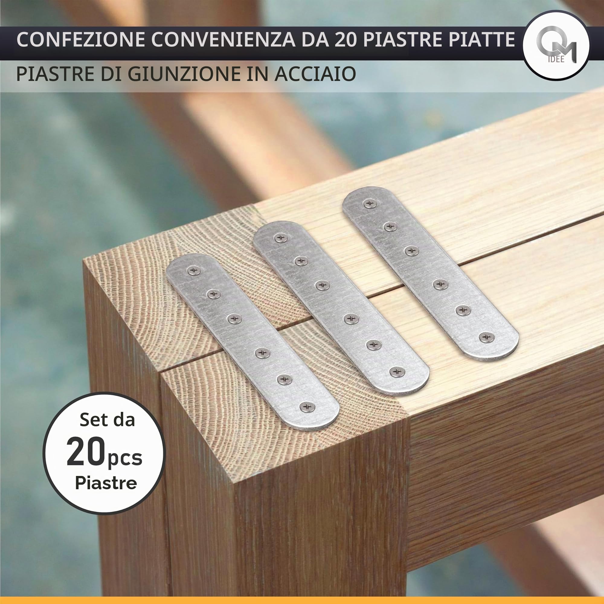 20 x Piastre di giunzione per riparazione ( 60 x 16 x 1.5 ) Connettore di fissaggio per mobili in legno, Zincato Argento
