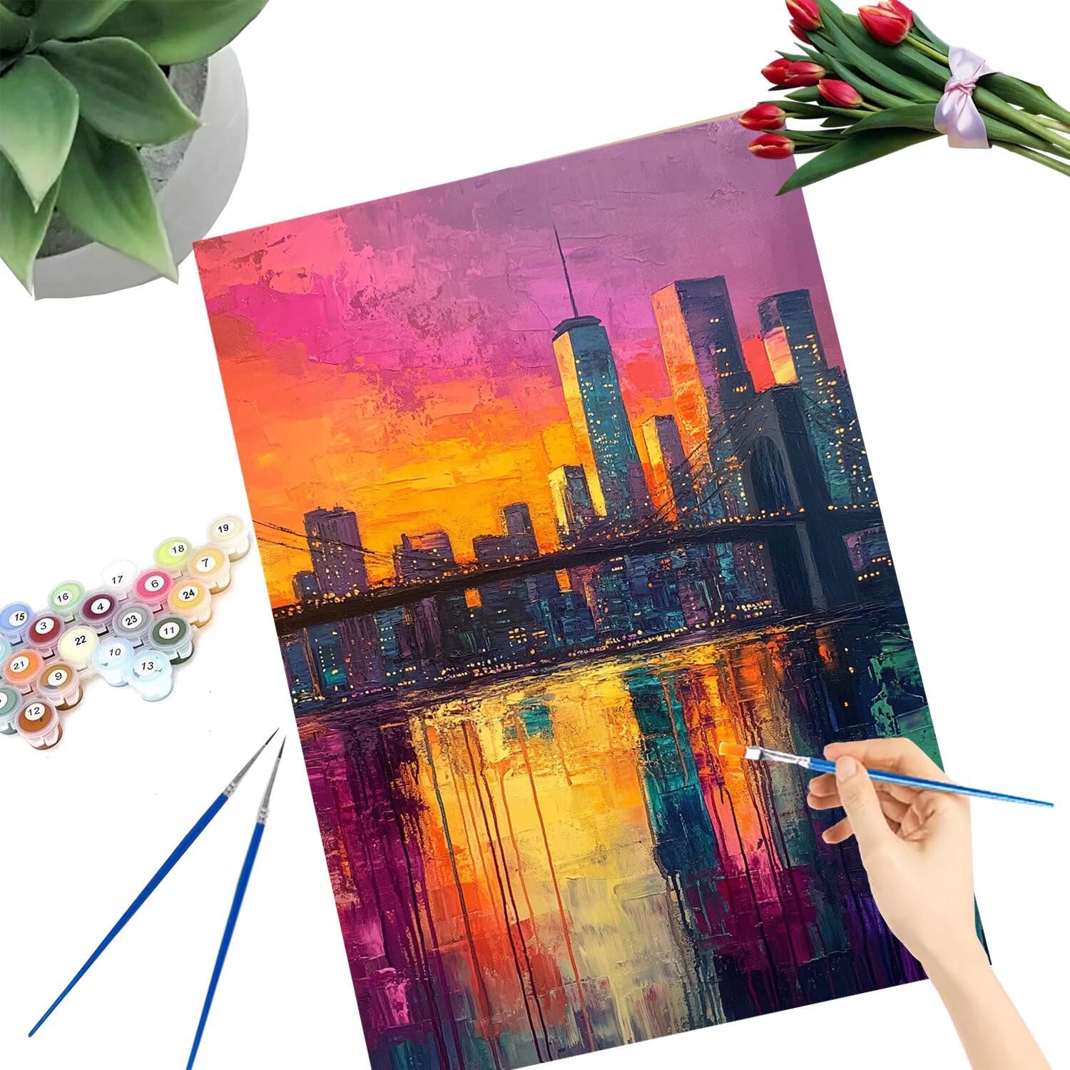 Pintar por Numeros Adultos pintar por numeros niños manualidades niños 10 años, DIY Pintar por Números de Pincel y Pintura acrílica Decoraciones para el Hogar Manualidades, sin Marco 60x80cm C-194