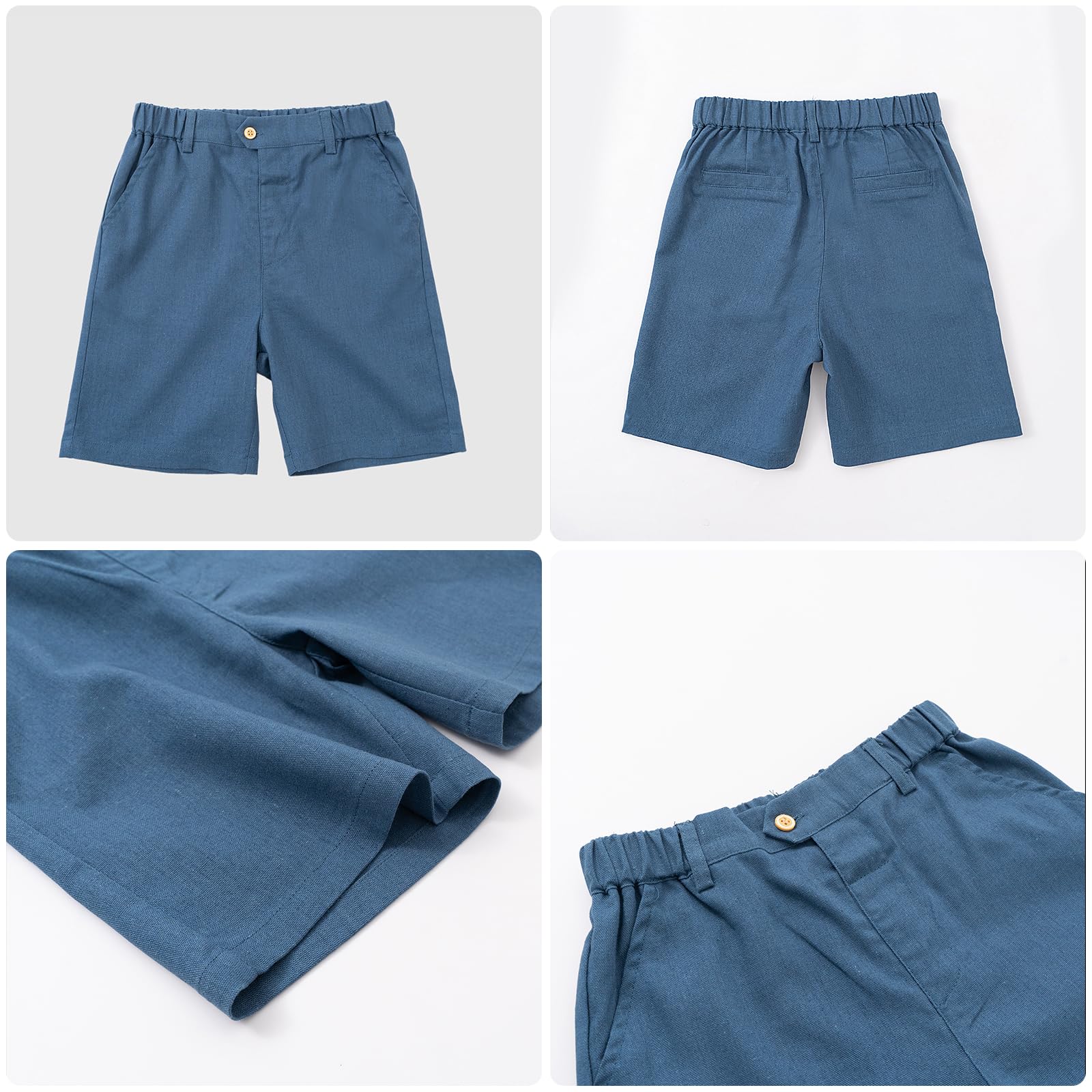 LOLANTA Kinder Leinenanzug Sommer Anzug mit Weste Shorts Set Fliege