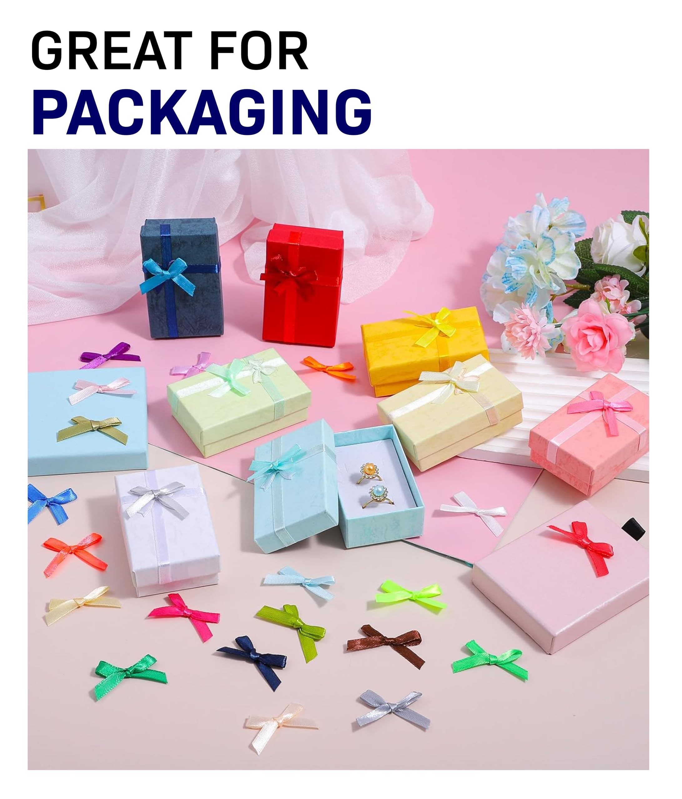 TOWNBUS - Multi-Colour Mini Ribbon Bows 6mm (Pack of 100) | Pre-Tied Decorative Satin Bows for Gift Wrapping, Packaging, Decoration, Crafts & Wedding Favors 4