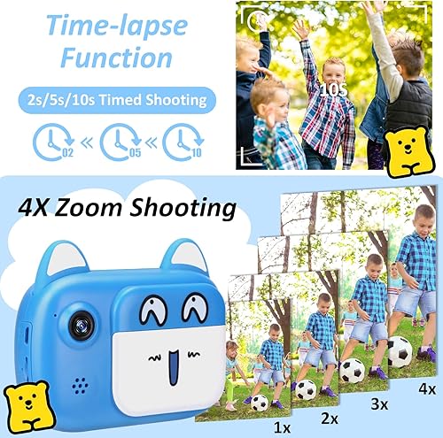 Miniatura 6 de Cámara para niños con video selfie HD de 1080P con tarjeta SD de 32 GB, cámara digital para niños, cámara para niños pequeños para niñas y niños