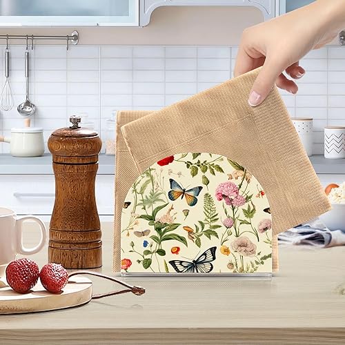Miniatura 6 de Servilletero de mesa de flores y mariposas, servilleteros acrílicos para baño, servilletero, soporte vertical para mesa y encimera de cocina