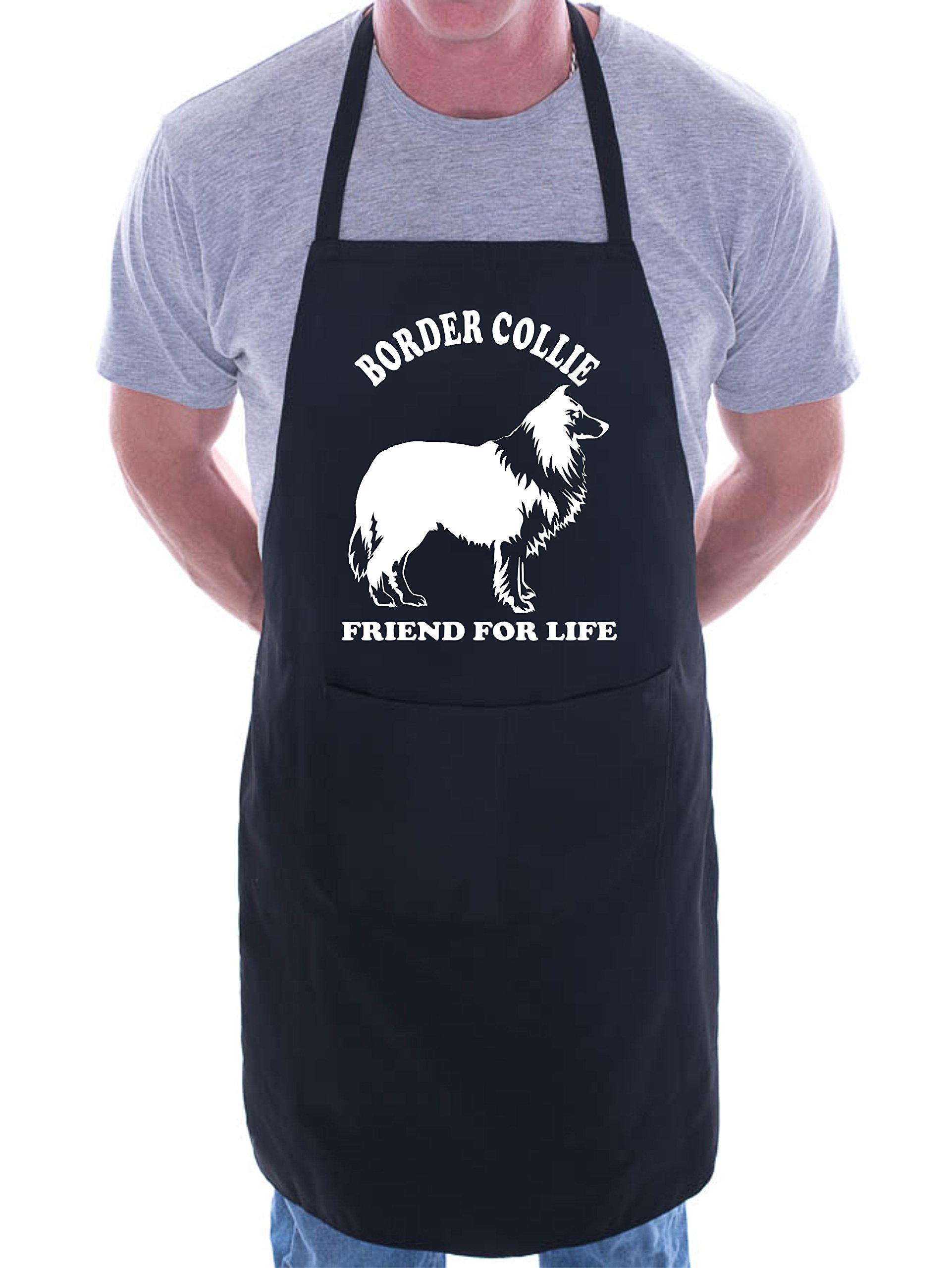 Print4U Border Collie Dog Lover BBQ Cooking Funny Novelty Apron Black