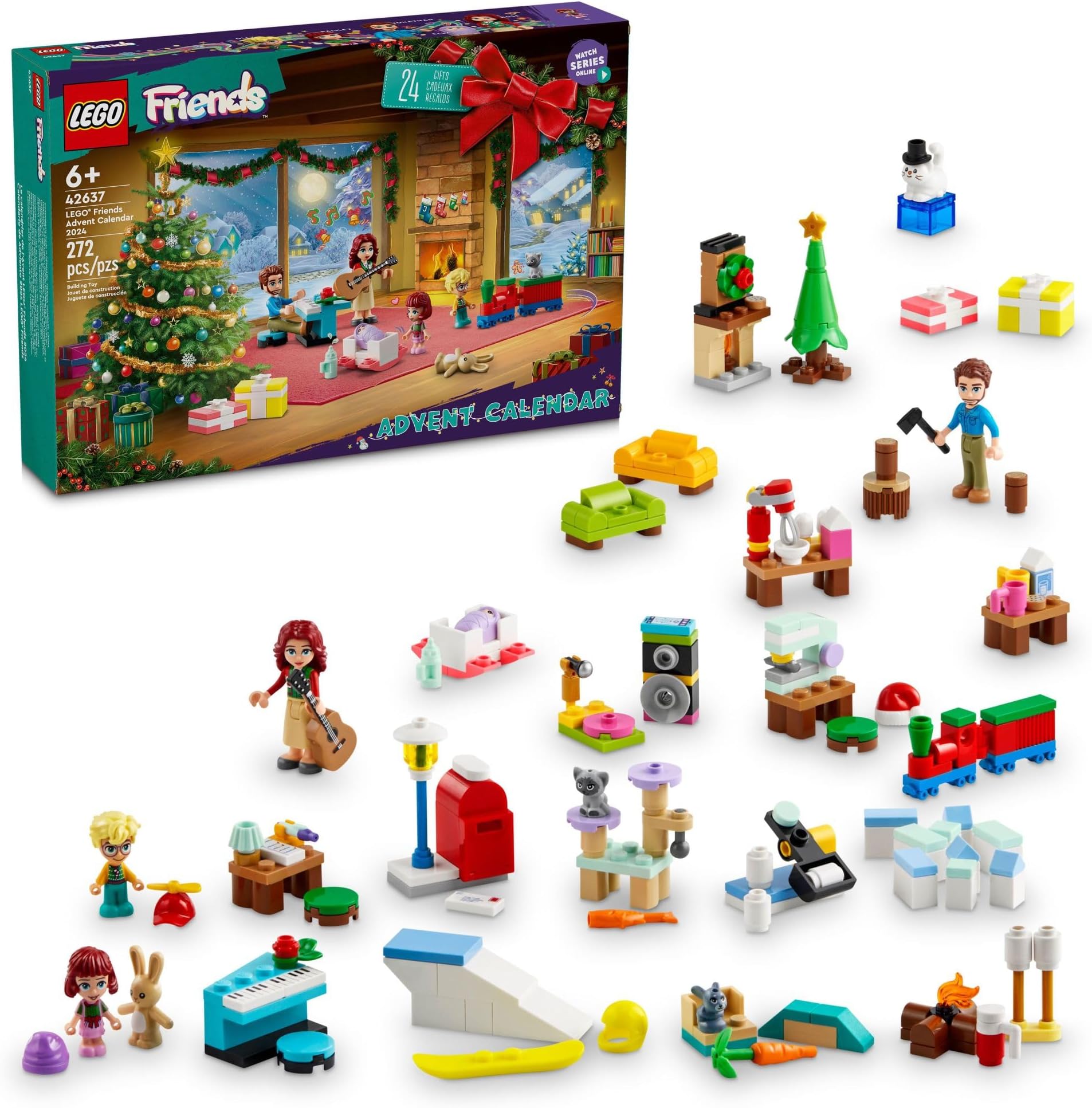 Friends Advent Calendar 2024 for Kids - Christmas Advent Calendar W/Mini Builds & 5 Minifigures, Ages 6+ - Kids Toys for Girls & Boys - Gift Ideas for Holidays - 42637
