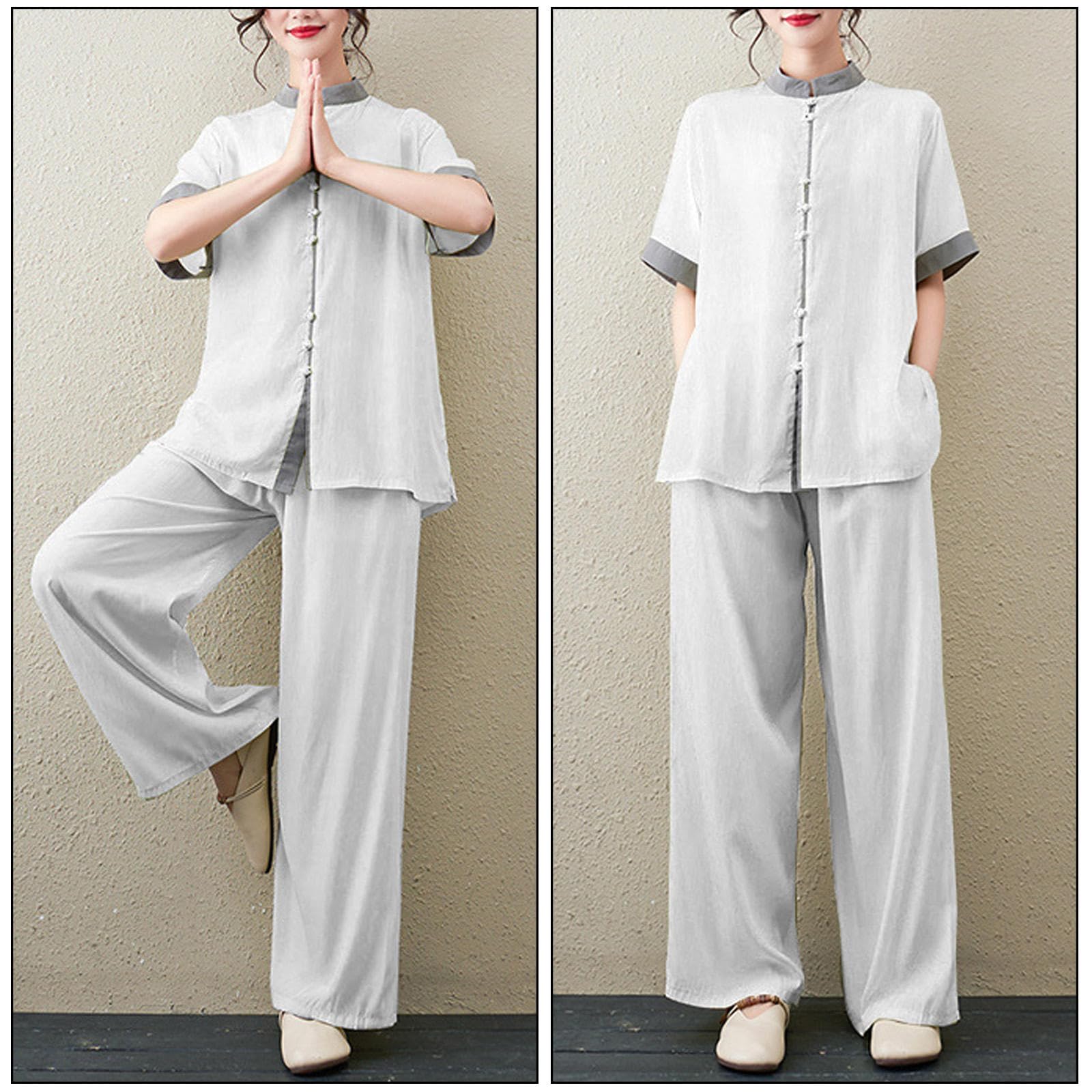 Uniforme de Tai Chi Chino Tradicional de Manga Corta Para Mujer, Ropa de Artes Marciales Para Ejercicios Matutinos, Ropa de Kung Fu, Ropa de Salón