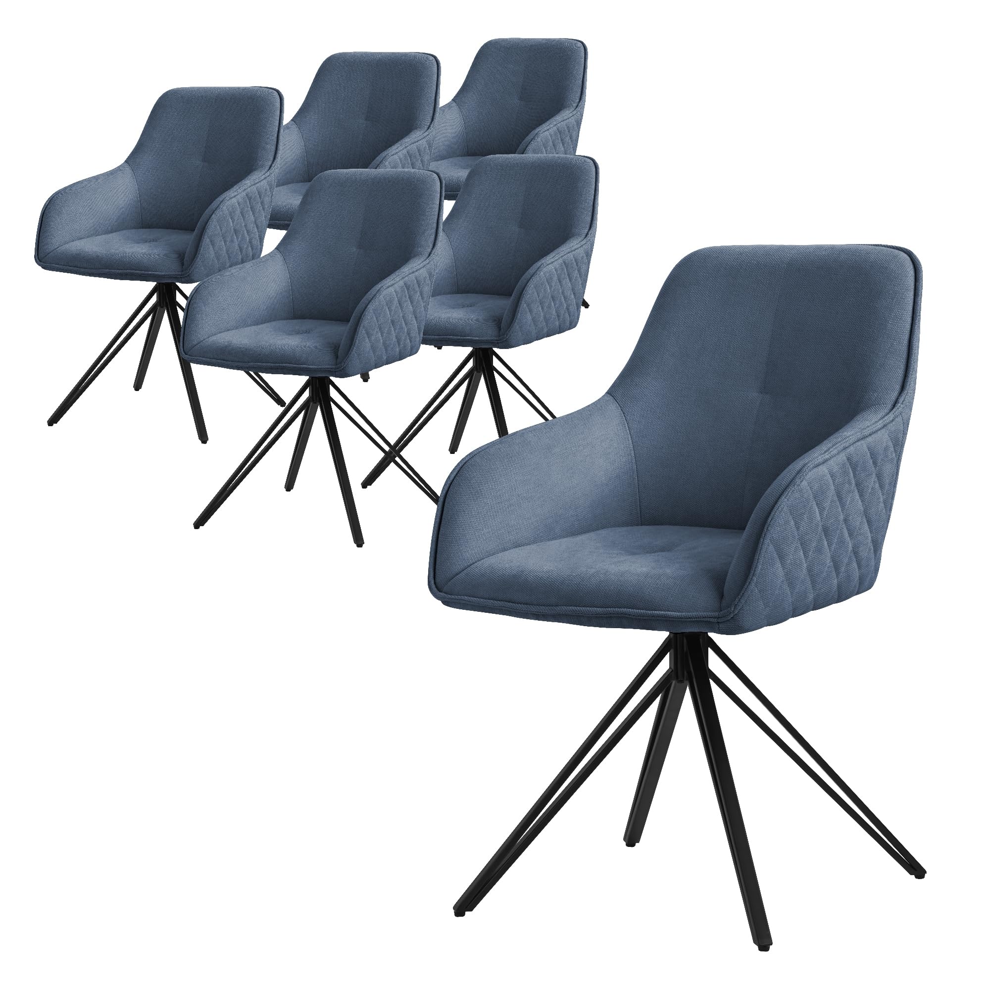 Set van 6 eetkamerstoelen draaibaar crème in geweven stof met