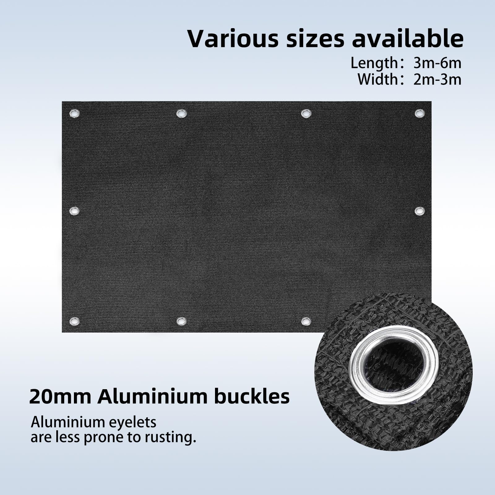 FoundGo Vorzeltteppich mit Ösen [280g/m² HDPE] Camping Teppich Outdoor Vorzeltboden inkl. Tragetasche Stahlnägel & Kleiner Besen Blau/Grau