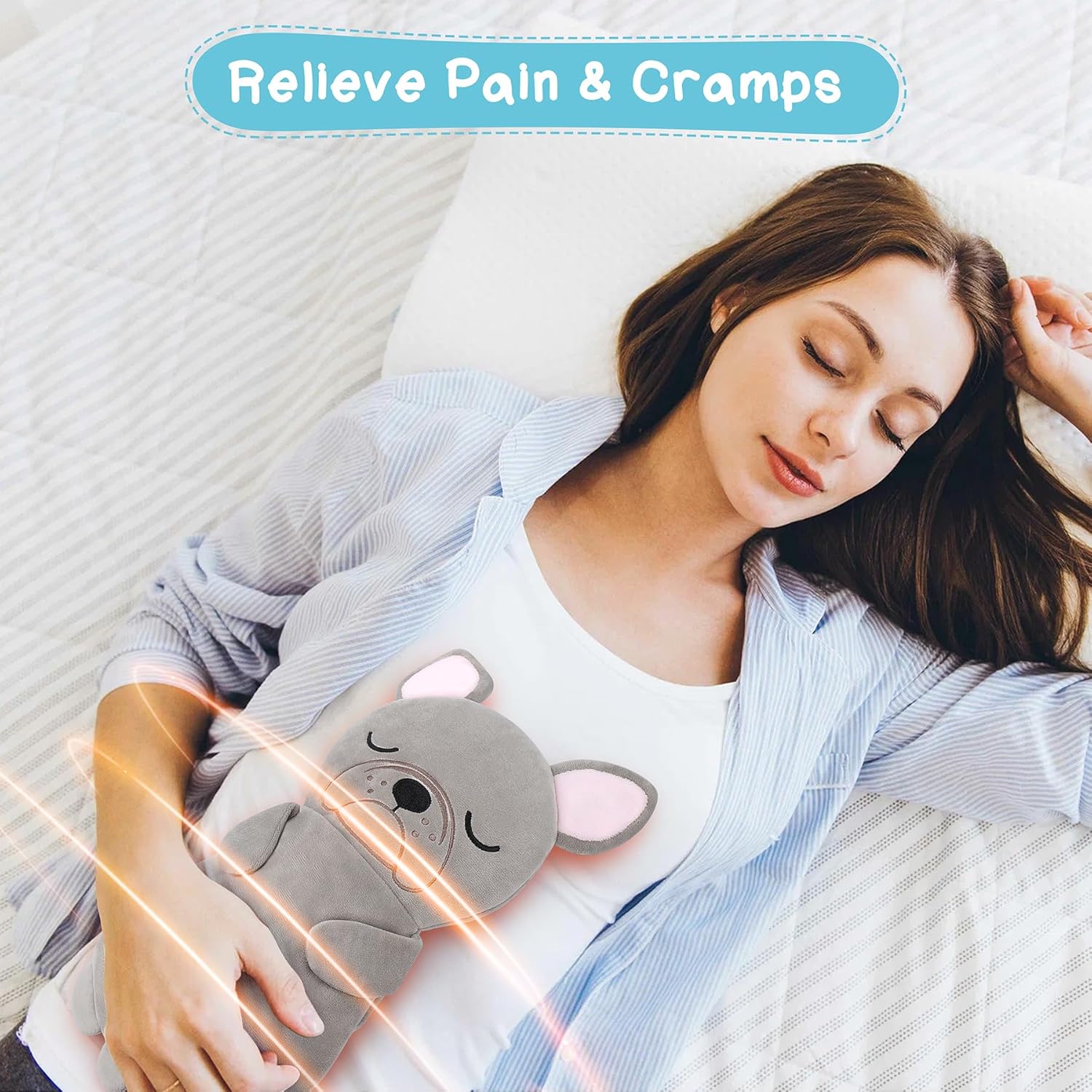 Microwave Heating Pad for Period Cramps&Pain Relief,French Bulldog Microwavable Heating Pads for Valentines,Heating Pad for Women Kid with Lavender Scented,Stuffed Animal Heat Pack for Neck Knee Back - Image 6