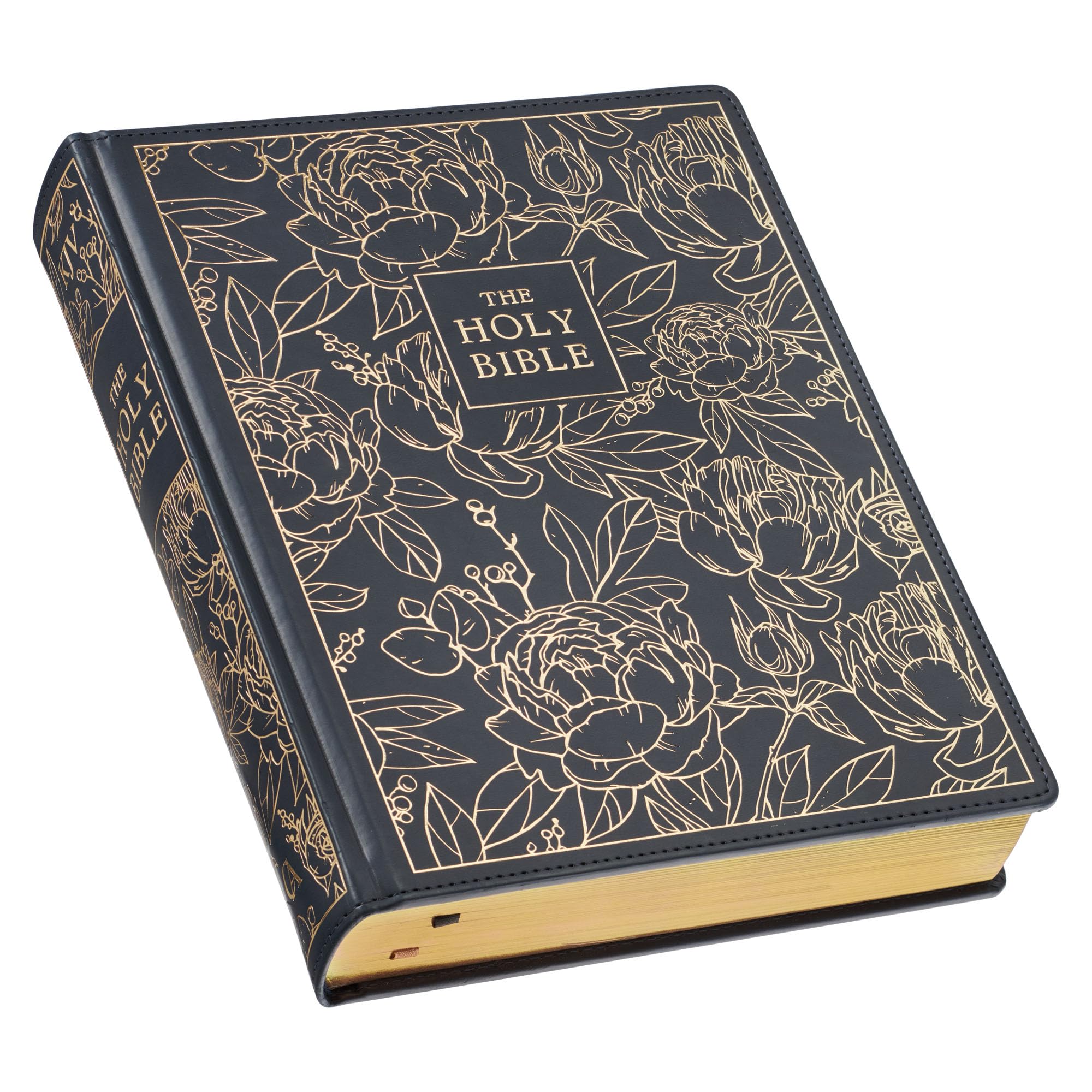 KJV Holy Bible, Large Print Note-taking Bible, Faux Leather Hardcover - King James Version, Navy w/Gold Floral (KJV Note-taking Editions) Hardcover – Large Print, July 1, 2021