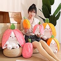 Vista 6 de Easter Bunny Stuffed Animal Rabbit Plushie Funny Hide and Seek Bunny Carrot Strawberry Plush Floppy Ear Rabbits with Zipper Cute Bunnies Toy Decor
