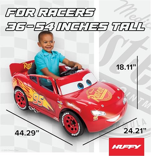 Huffy Disney Cars Lightning McQueen Electric Ride On Car - 6v Battery Powered Motorised Car Fun + Sounds + Lights, Red - 3