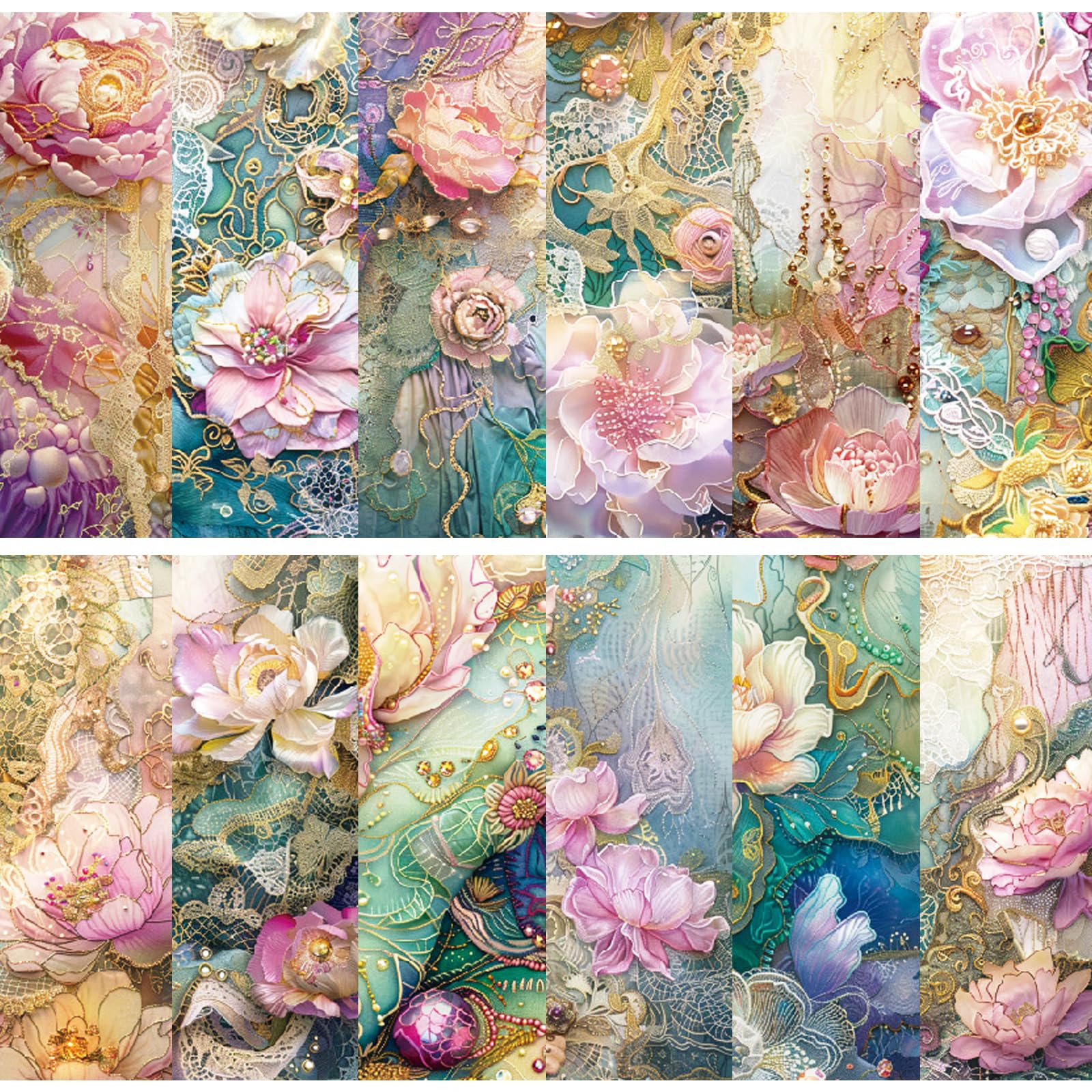 BRTNUP 24 Sheets Scrapbook Paper, 6" x 6" Vintage Floral Decoupage Paper Sheets Scrapbooking Papers Pads Vintage Floral Patterned Papers for Scrapbooking Card Making Journaling Decoupage Photo Albums — image 1