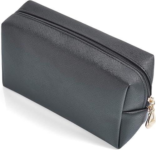 Sohynca Bolsa de cosméticos de piel sintética para mujer, bolsa de maquillaje minimalista para uso diario, bolsa de almacenamiento portátil, pequeña