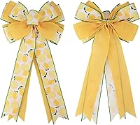 Vista 3 de 1 lazo de corona de frutas amarillo limón, blanco y verde, de 20 x 10 pulgadas, manualidades rústicas, adornos para decoración de árbol