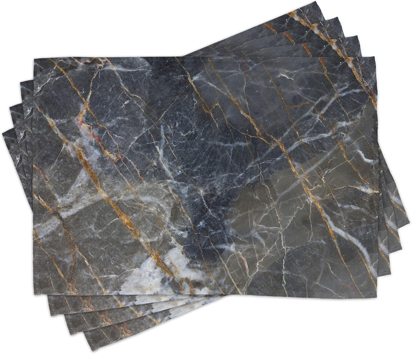 Flаѕh Sаlе Buу 1 gеt 1 Lunarable Marble Print Place Mats Set of 4, Abstract Medieval Style Architecture Ceramic Textured Facet Design, Washable Fabric Placemats for Dining Table, Standard Size, Charcoal Grey