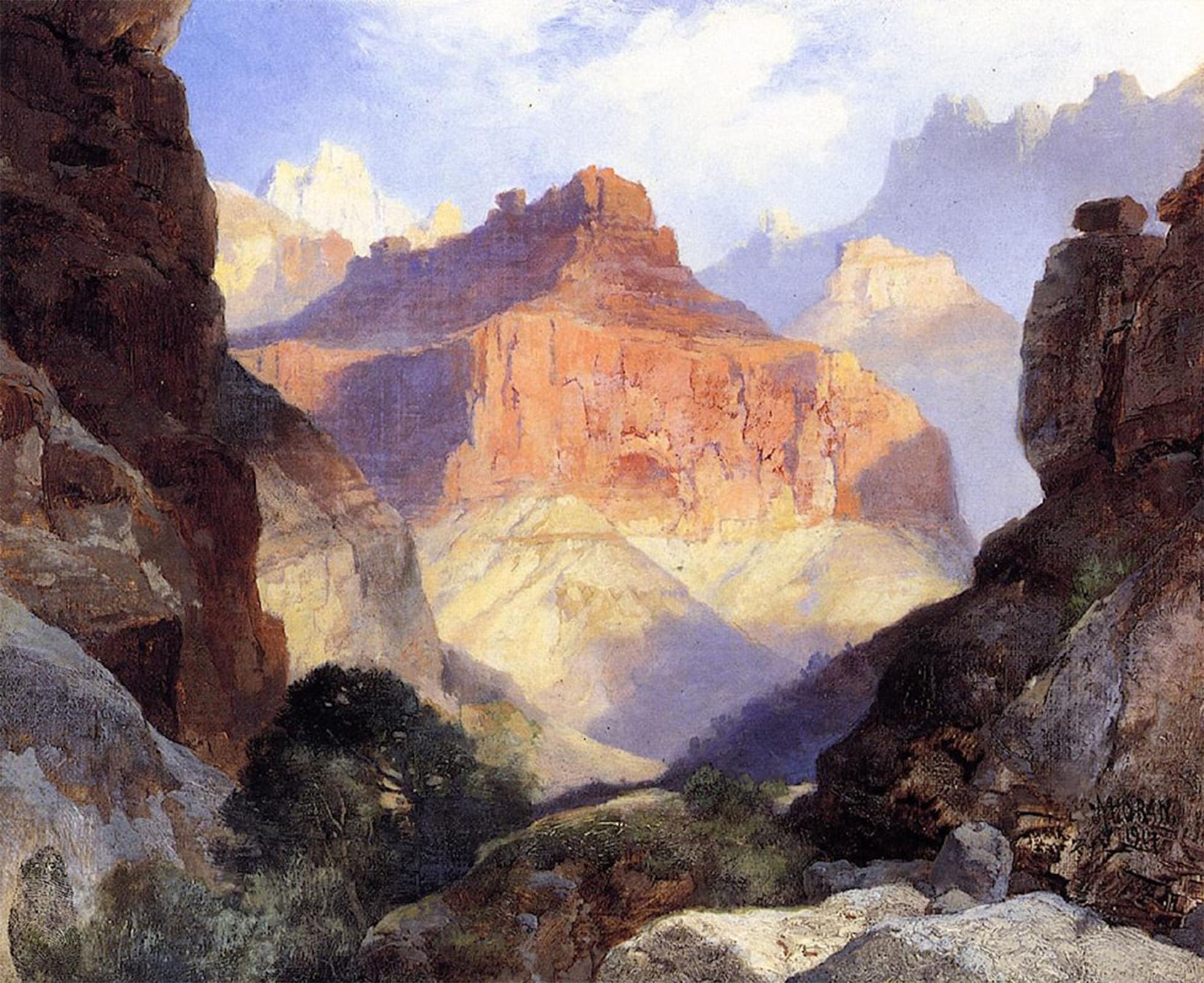 SERENDIPITP Abstract Painting Mural Print Picture Wall Decor Painting Under the Red Wall Grand Canyon of Arizona by Thomas Moran Vintage Wall Artwork for Home Decor 60x90cm