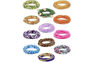 12 Pieces 50-70 Inch Waist Beads Set Summer Handmade Colorful African Belly...