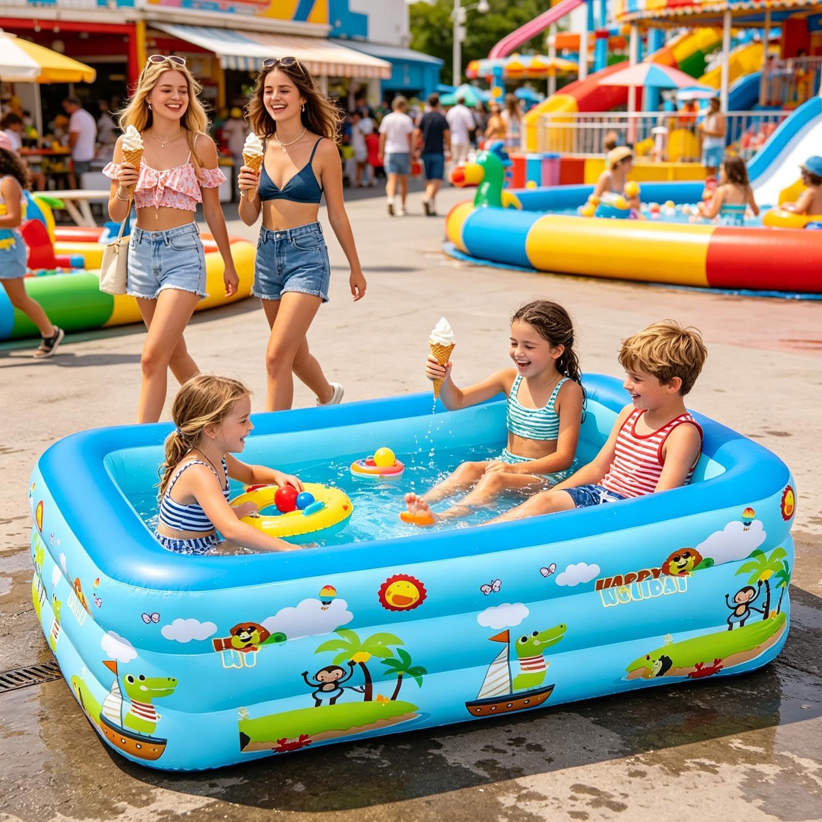 Piscina Gonfiabile per Bambini Resistente Ai Raggi UV Grande Portatile