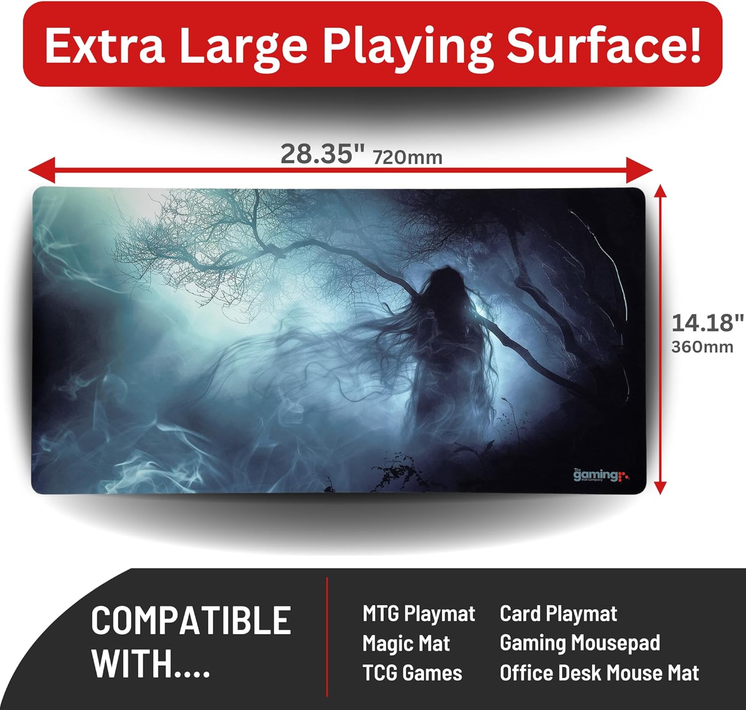 The Gaming Mat Company Single Player MTG Playmat & Mouse Pad – 28" x 14" Water Ghost Gaming Mouse Pad Compatible with Magic: The Gathering playmats, MTG Cards, TCG Gaming mat