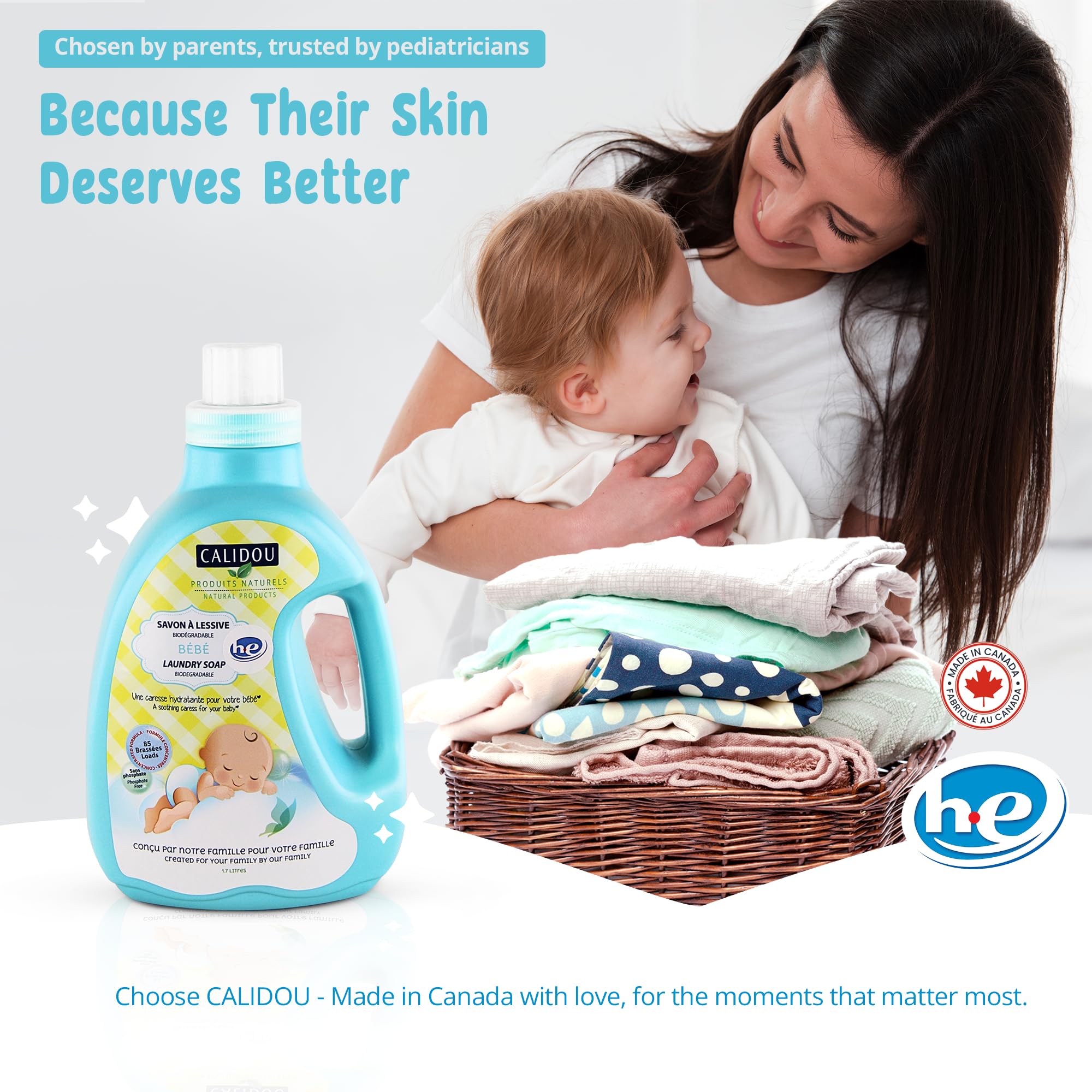 CALIDOU Baby Laundry Detergent 1.7L | Hypoallergenic