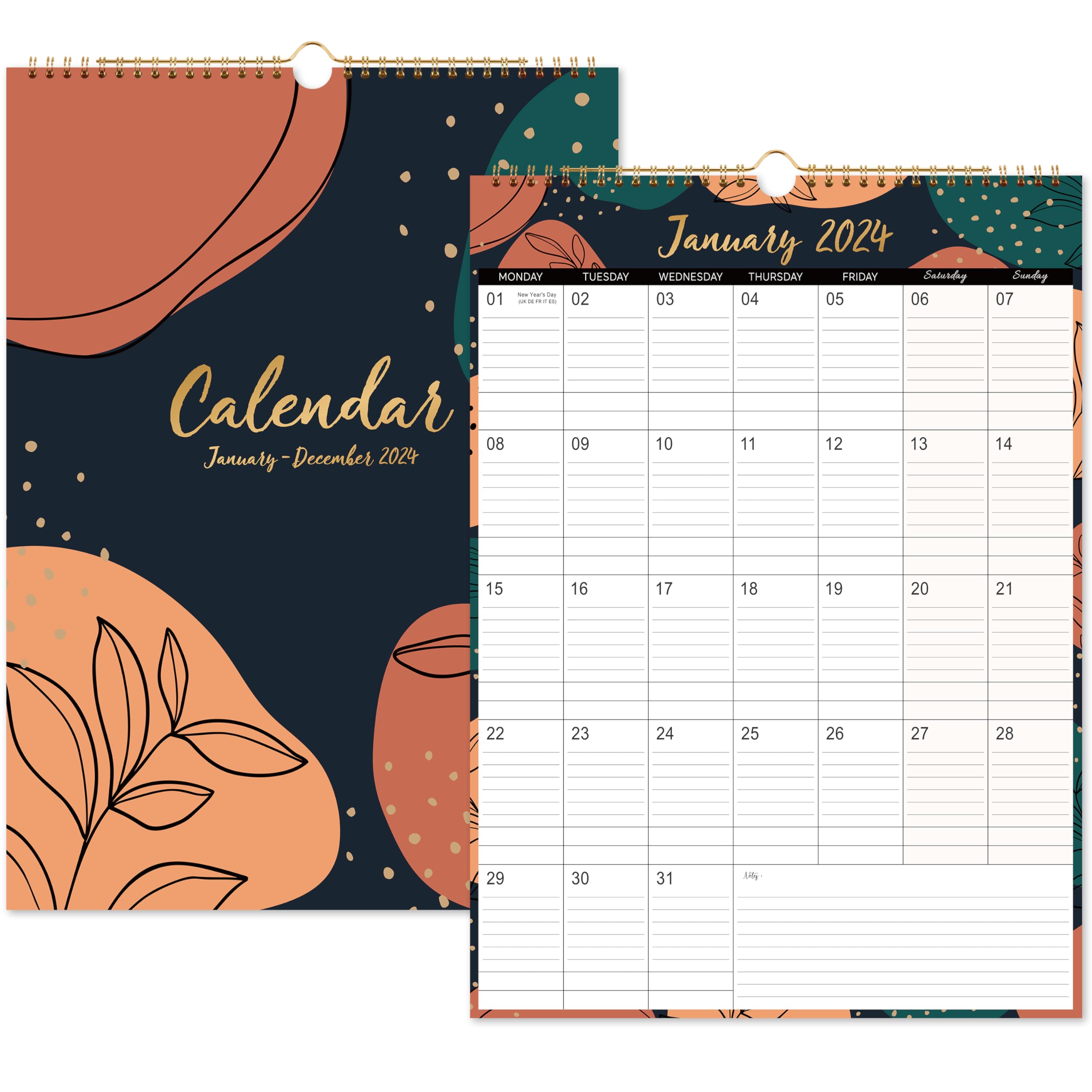 Family Calendar 2024 - Calendar 2024 uk from Jan.2024 - Dec.2024, 42.2 x 29.7 cm, 2024 Calendar month to view, Perfect Family Planner
