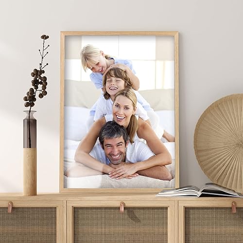 Miniatura 5 de Yaetm Juego de 2 portarretratos de 16 x 20 pulgadas con paspartú de 11 x 14 pulgadas, marco de madera de roble macizo natural de 16 x 20 pulgadas