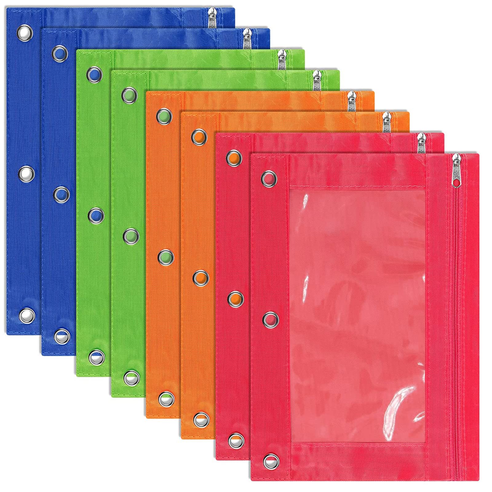 Amazon.com : EOOUT 8 Pack Binder Pencil Pouches, Pencil Pouch for 3 Ring  Binder, Multi-Color 10x7in Zipper Pencil Bags Bulk with Clear Window for  School Supplies, Office Supplies : Office Products