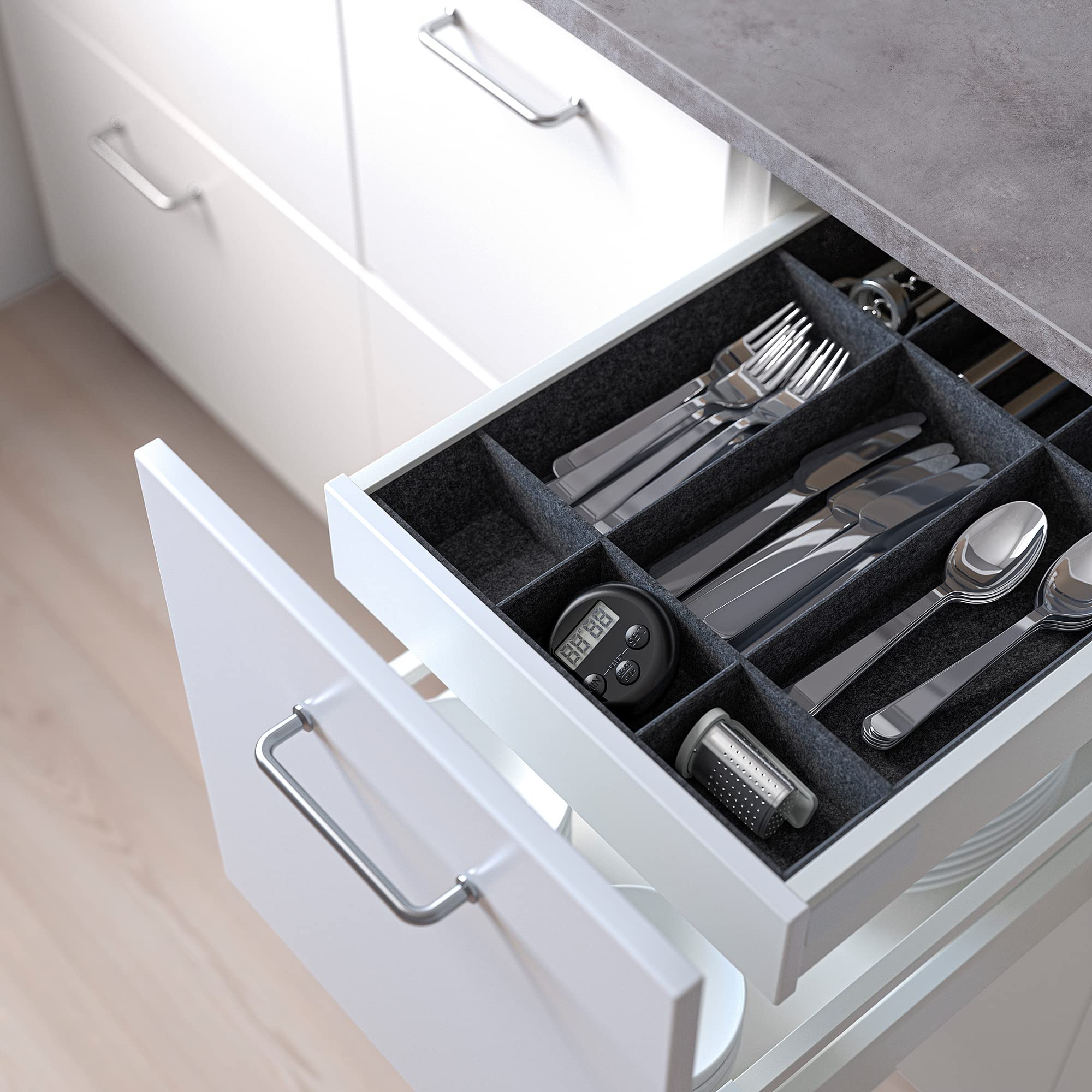 Ikea UPPDATERA regulowany organizer do szuflady, 40 cm, szary