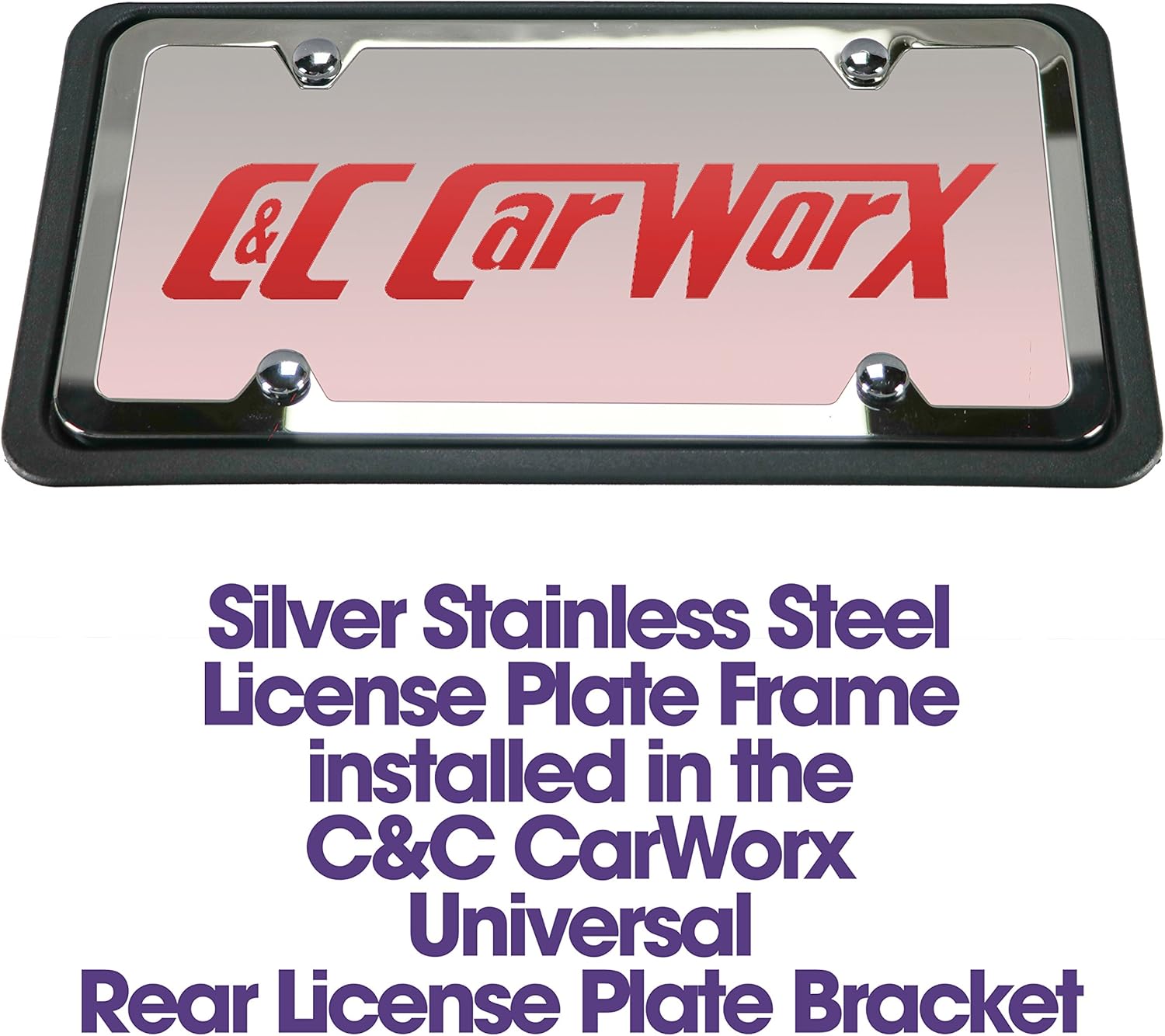 C&C Car Worx Front and Rear License Plate Brackets and 2 Silver Stainless Steel Frames to fit 2018, 2019 Subaru Outback Wagon at Special Bundled Discount