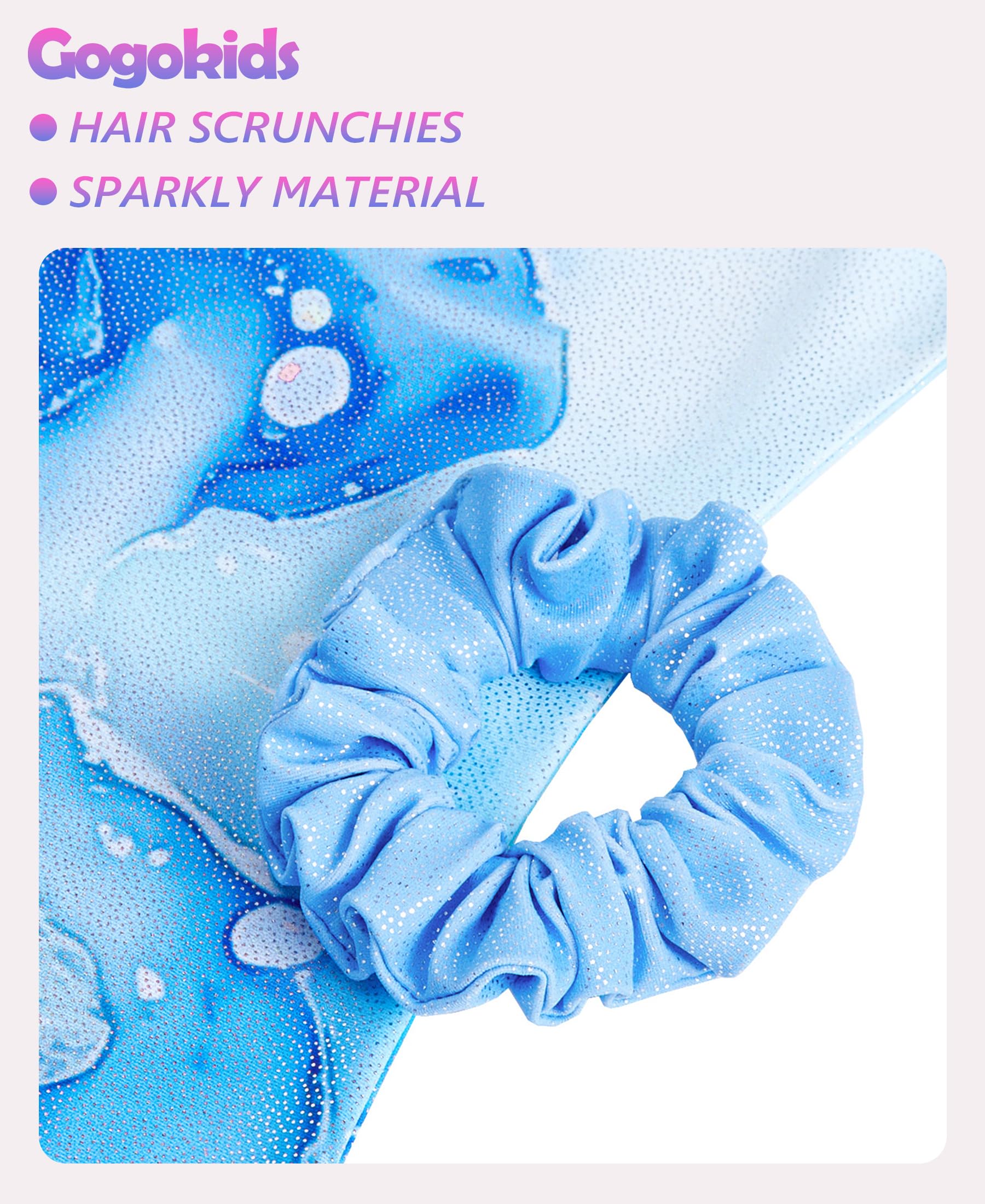 Gogokids Mädchen 3-teilige V-Ausschnitt Turnanzüge, 3/4-Arm Turnoutfit mit Netz Splicing Design, Funkelnde Turnbekleidung für Mädchen mit Shorts und Haarband für Alter 3-12 und als Turngeschenk