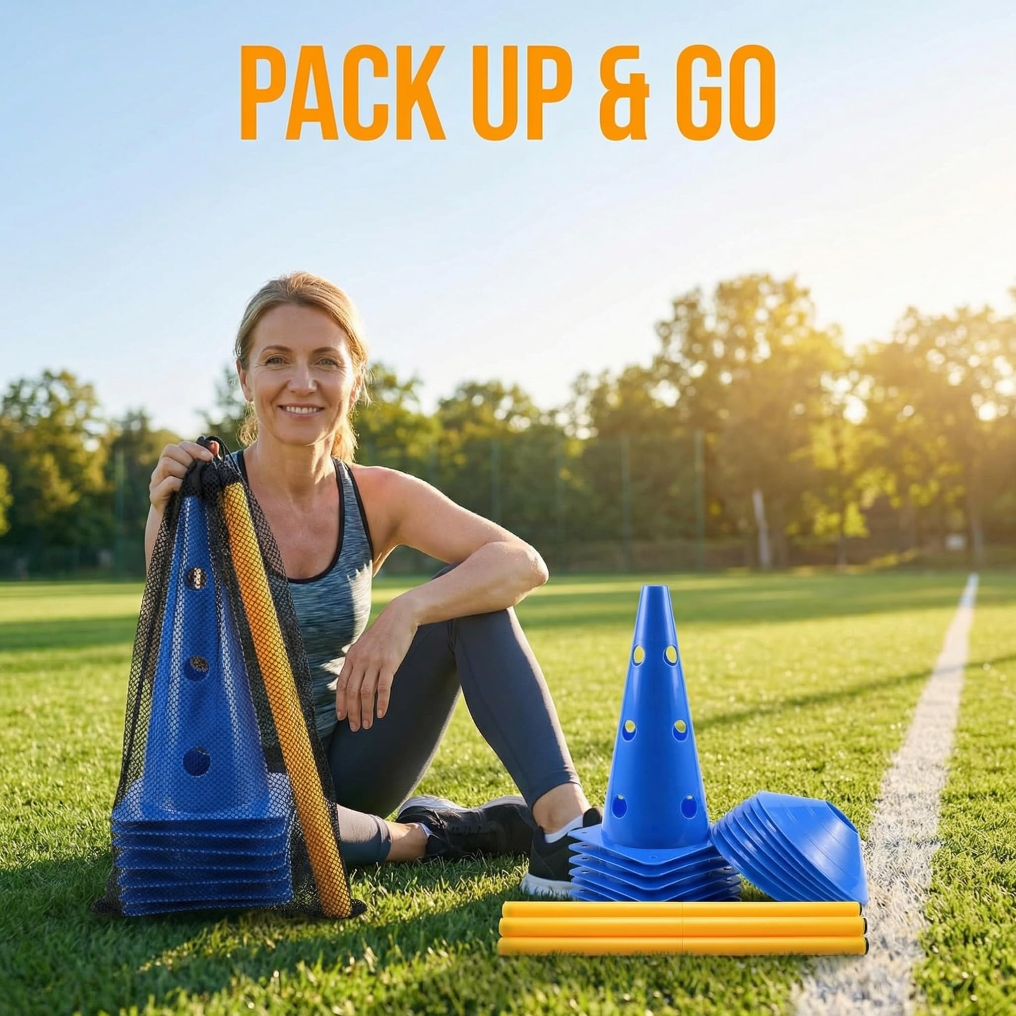 Agility Set Steckhürdenset für Hunde Hürden Cavaletti Hund Set 10 Kegel + 10 Stangen Hundetraining Zubehör zur Koordination & Fitness Hindernisse für Pferde Hundesport Fußball Erwachsene