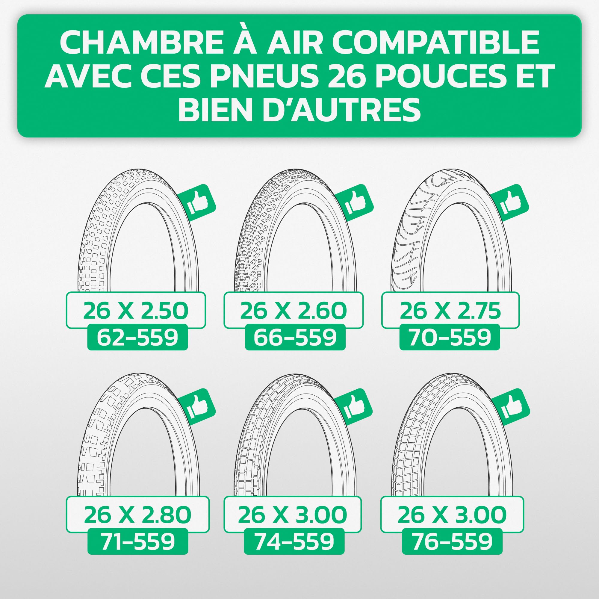 Pack De 4 Chambres à Air 26 Pouces – 26x2.00 à 2.10, Valve Schrader, Pour Vélo électrique Ou VTT