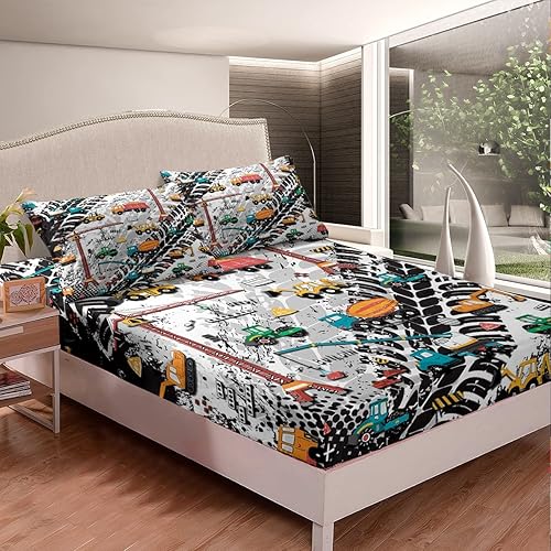 Miniatura 9 de Erosebridal Juego de sábanas de helicóptero de policía para motocicleta, tamaño Queen, sábana bajera ajustable para niños y adolescentes, decoración