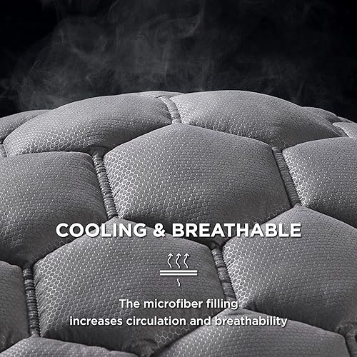 Miniatura 4 de Bedsure - Almohadilla de colchón, transpirable, bolsillo profundo ultra suave acolchado, funda de colchón, sábana bajera ajustable, gris, King
