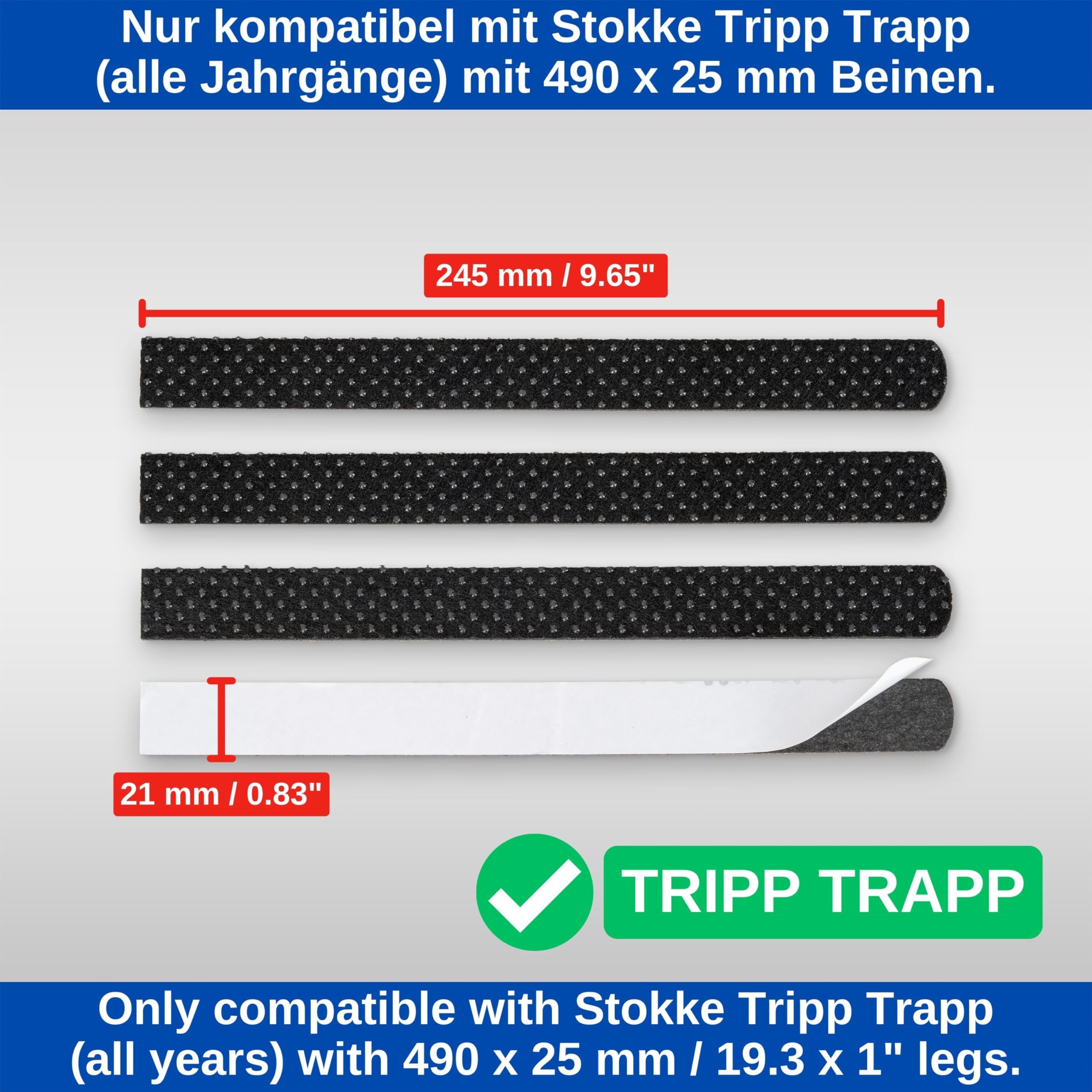 Felt glides with studs for high chair 1 set, compatible with STOKKE TRIPP TRAPP high chair, in black - Image 4