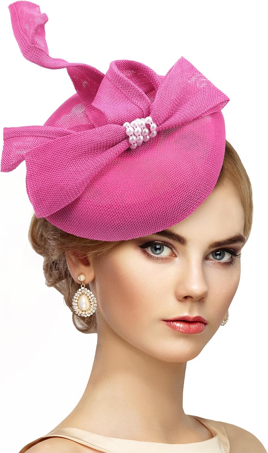 2026 Bow Fascinator Hats - Derby Fascinators Bowler Hat with Hairpin, 1920s Tea Party Hats for Women