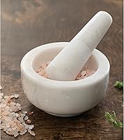 Vista 2 de Fox Run Mortero y mortero, mármol, blanco, 4.75 pulgadas