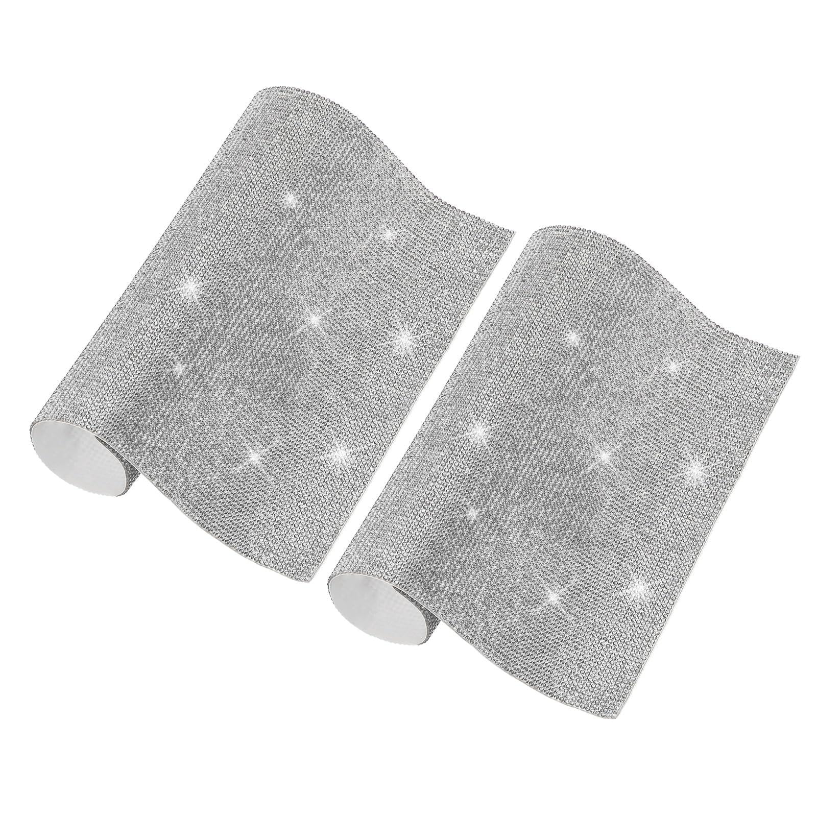 PATIKIL 2 Pcs Bling Crystal Rhinestone Sheet, 9.4"x7.9", Silver — image 1