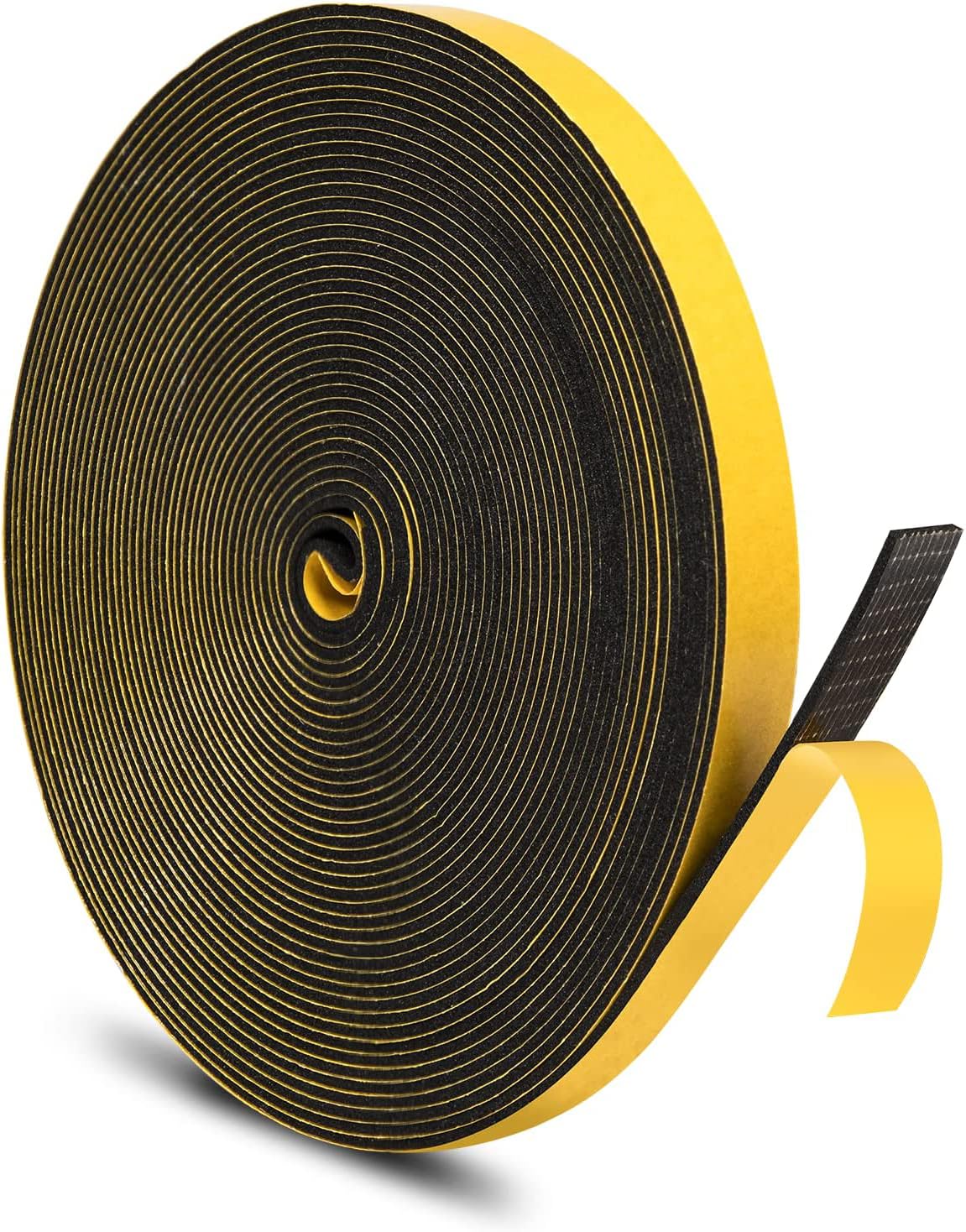 Dichtungsband Türdichtung Selbstklebend 12mm(B)x1.5mm(D)/10m(L) für Türen Fenster Schaumstoff klebeband Gummidichtung Gegen Kalte Zugluft/Anti-Kollision/Schalldichter/Wasserdichter/Staubdicht, Schwarz