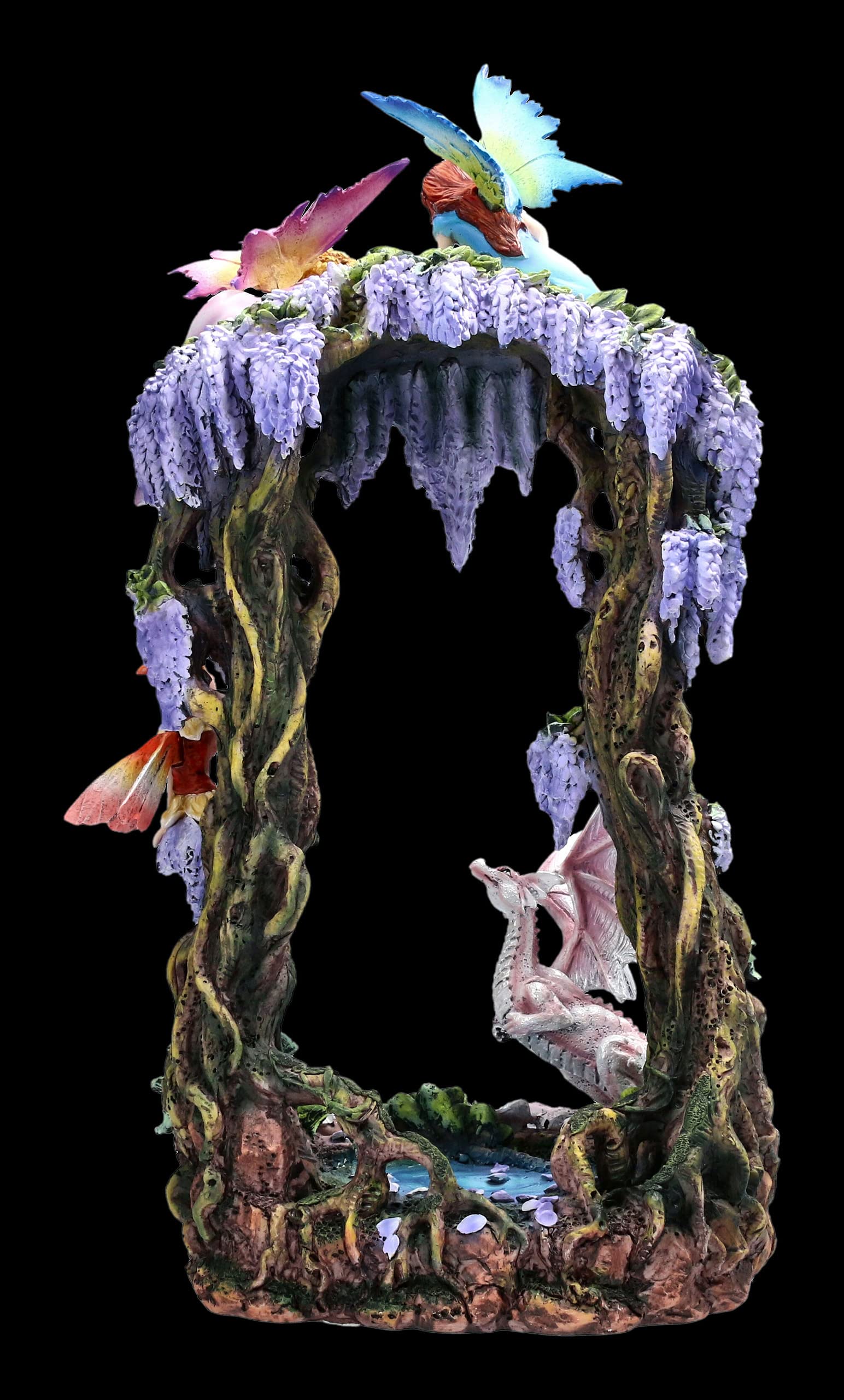 Elfen Figuren mit Drache Spielen im Paradies | Fee Fantasy Display Deko