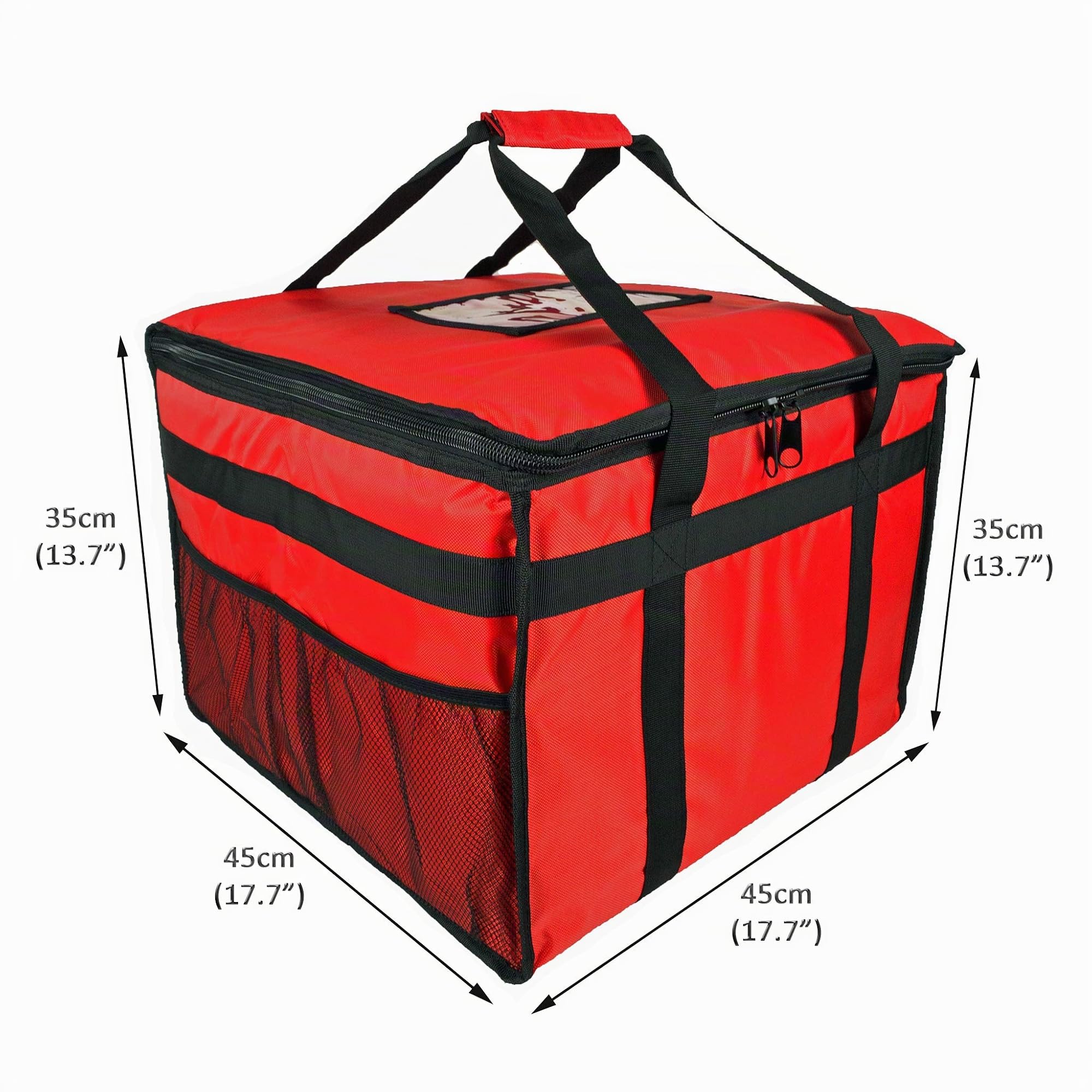Sac de nourriture chaude pour pizza, repas à emporter, restaurant, pique-nique, indien, chinois, Kebabs, traiteur, sac de livraison, isotherme 45 x 45 x 35 cm HFB70L - Rouge