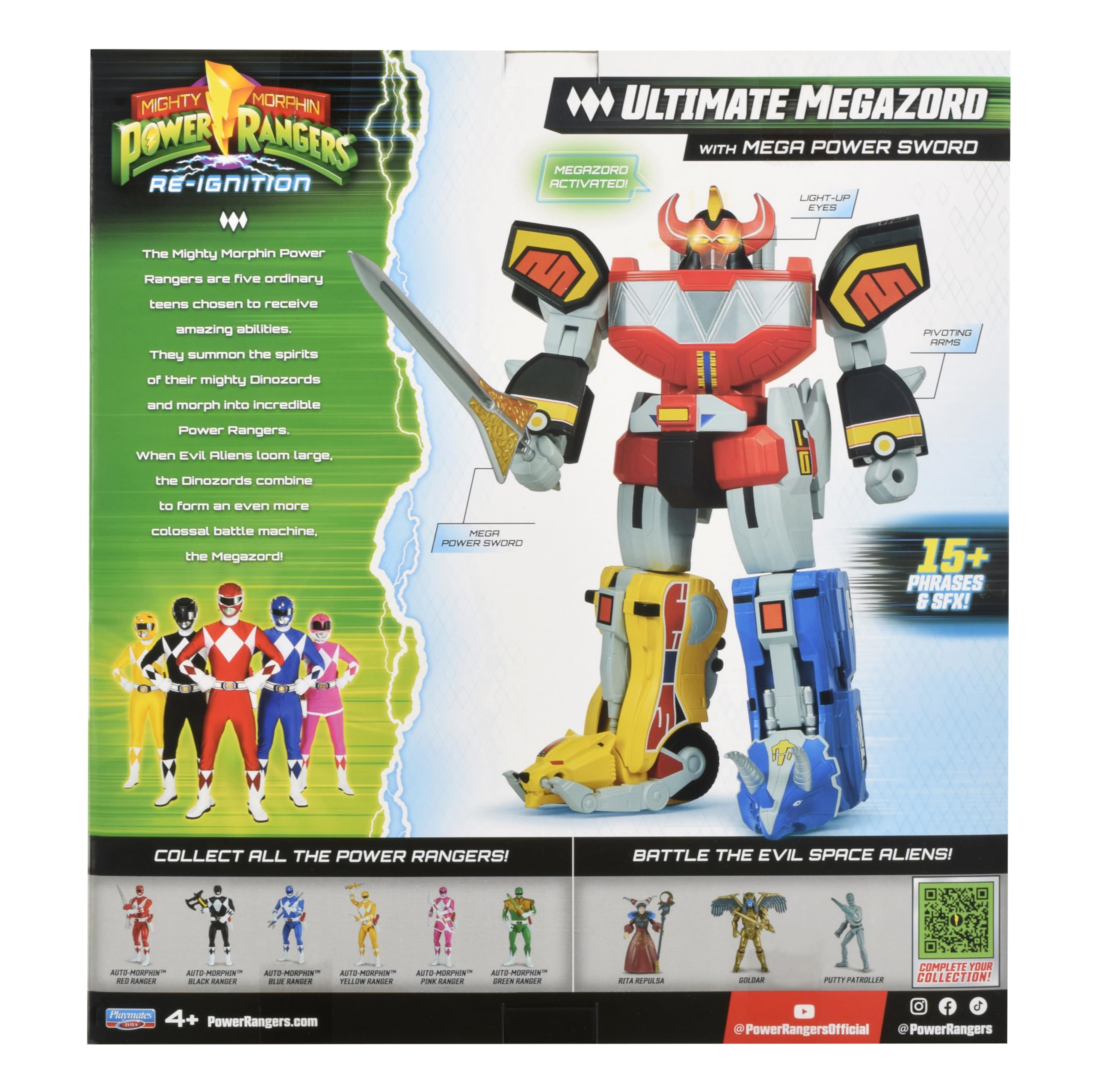 Power Rangers, Gigantyczna przegubowa figurka z akcesoriami i funkcjami elektronicznymi, 30 cm, model Megazord, dla dzieci od 4 lat, PWG01