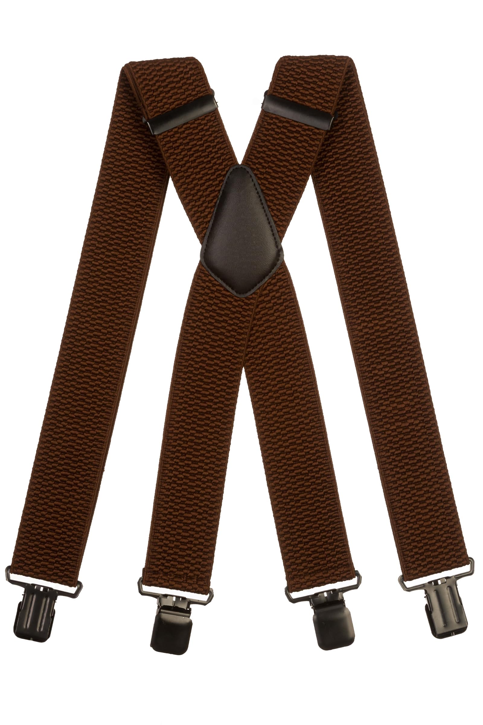 Olata Men's Extra Wide X-Shape Braces/Suspenders - 5cm. Brown (Black Clips)