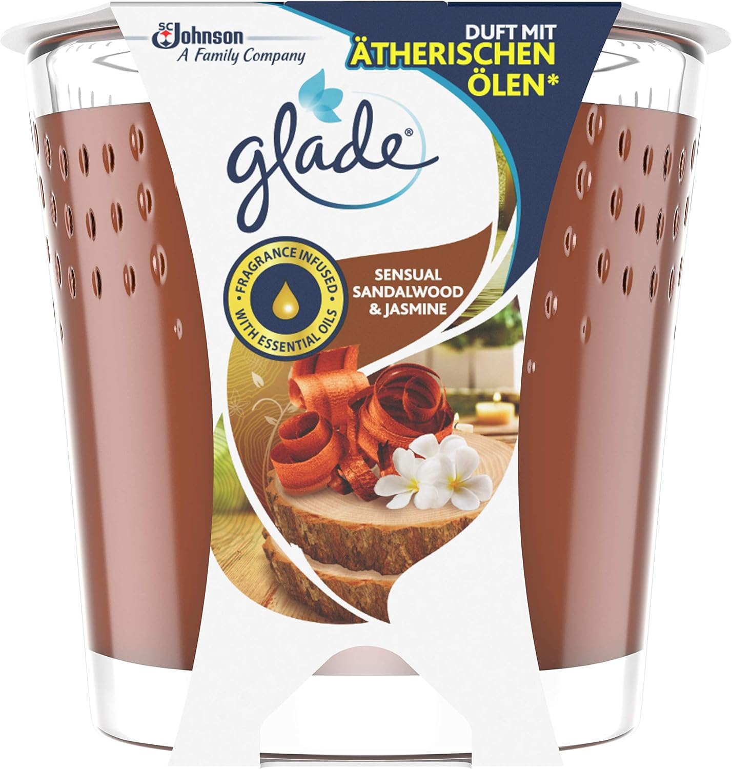 Glade (Brise) DuftKerze im Glas, Sandalwood & Jasmine, bis zu 30