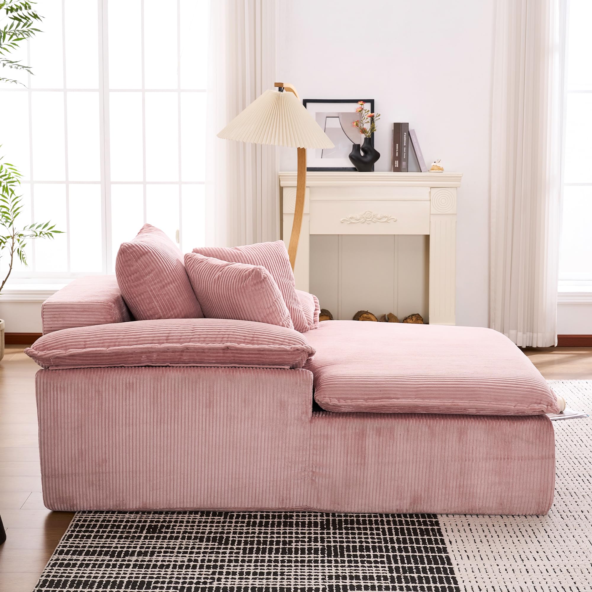 Bladez Moderne corduroy sofa, modulaire L-vormige hoekbank, slaapbank met voetenbank, zonder montage, wolk gestoffeerde bank, banken voor woonkamer (groen, 2-zits 1 Bladez Moderne corduroy sofa, modulaire L-vormige hoekbank, slaapbank met voetenbank, zonder montage, wolk gestoffeerde bank, banken voor woonkamer (groen, 2-zits 1