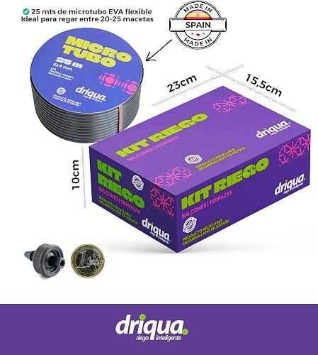 Kit d'arrosage goutte à goutte pour balcons, terrasses et potager urbain, 20-25 pots, robinet double laiton, réducteur de pression, goutteurs auto-compensateurs, microtube 25 m, installation facile - 8