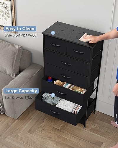 Miniatura 4 de Crestlive Products Vertical Dresser Storage Tower - Sturdy Steel Frame, Wood Top, Easy Pull Fabric Bins, Handles - Organizer Unit for Bedroom,