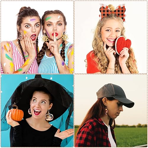 Miniatura 7 de 12 piezas de hojas de cuero sintético de Acción de Gracias, hojas de otoño, plumas de calabaza, impresión de aretes, hojas de cuero, kit de