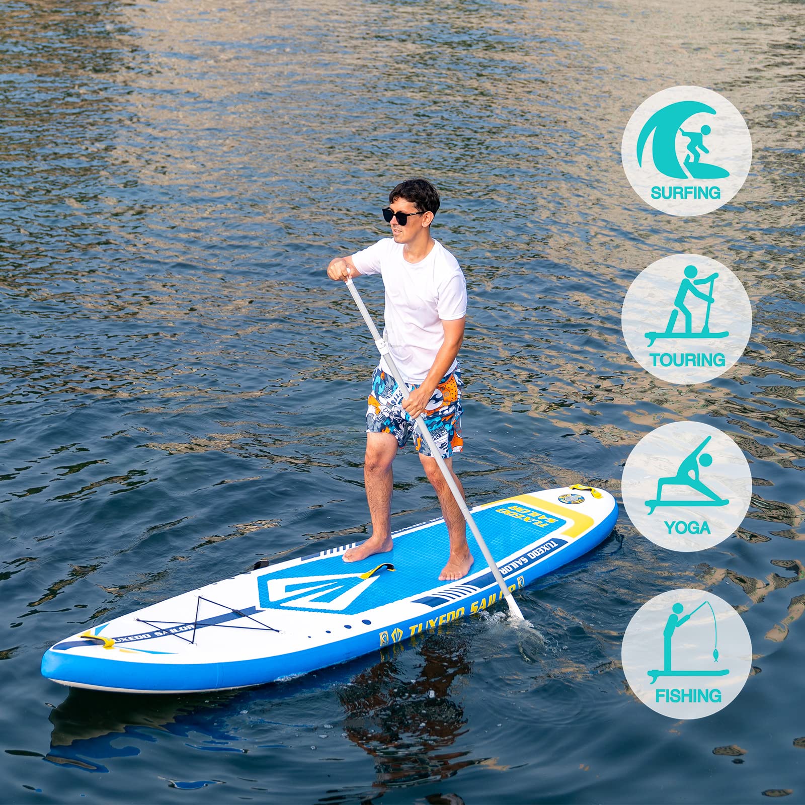 Tuxedo Sailor Stand Up Paddle Surfboard Sup Hinchable Accesorios para Tabla Hinchable Completa Paddle Ajustable, Bomba, Mochila de Viaje ISUP, Peso, Dry Bag
